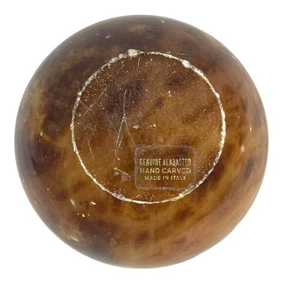 Italian Modern Alabaster Marble 3in Sphere or Paperweight in Orange MCM Retro - Picture 3 of 7
